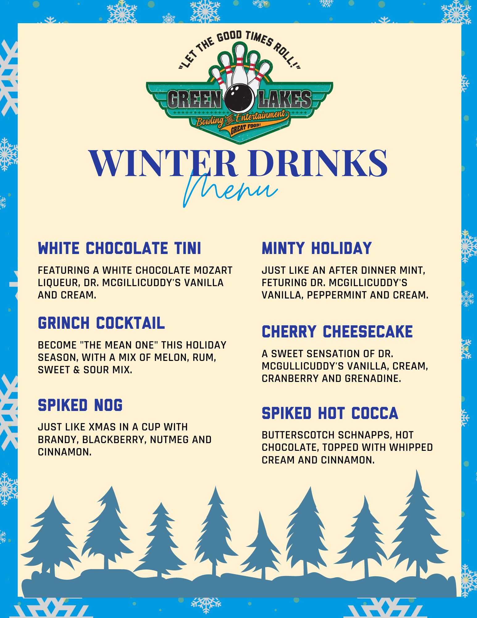 winter Drinks menu
